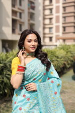 Authentic Handcrafted Kantha Stitch Silk Saree - Image 4