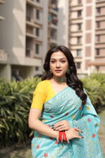 Authentic Handcrafted Kantha Stitch Silk Saree - Image 6