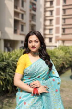 Authentic Handcrafted Kantha Stitch Silk Saree - Image 7