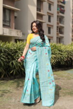 Authentic Handcrafted Kantha Stitch Silk Saree - Image 11