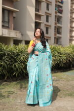 Authentic Handcrafted Kantha Stitch Silk Saree - Image 13