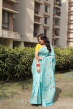 Authentic Handcrafted Kantha Stitch Silk Saree - Image 15
