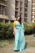 Authentic Handcrafted Kantha Stitch Silk Saree - Image 17
