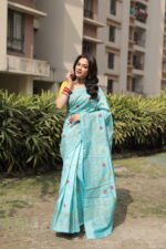 Authentic Handcrafted Kantha Stitch Silk Saree