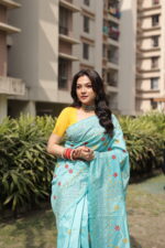 Authentic Handcrafted Kantha Stitch Silk Saree - Image 19