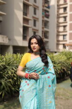 Authentic Handcrafted Kantha Stitch Silk Saree - Image 20