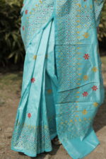 Authentic Handcrafted Kantha Stitch Silk Saree - Image 21