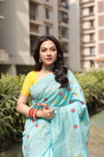Authentic Handcrafted Kantha Stitch Silk Saree - Image 22