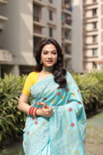 Authentic Handcrafted Kantha Stitch Silk Saree - Image 23