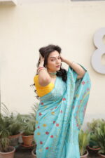 Authentic Handcrafted Kantha Stitch Silk Saree - Image 27