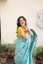 Authentic Handcrafted Kantha Stitch Silk Saree - Image 29