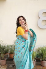 Authentic Handcrafted Kantha Stitch Silk Saree - Image 30