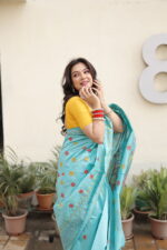 Authentic Handcrafted Kantha Stitch Silk Saree - Image 31