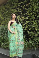 Minimalist Pure Solid Khadi Saree - Image 2