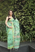 Minimalist Pure Solid Khadi Saree - Image 3