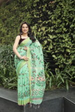 Minimalist Pure Solid Khadi Saree - Image 4