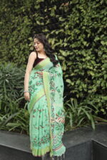 Minimalist Pure Solid Khadi Saree - Image 5