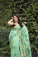 Minimalist Pure Solid Khadi Saree - Image 6