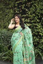Minimalist Pure Solid Khadi Saree - Image 7