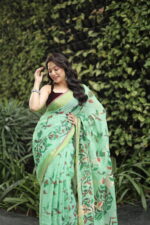 Minimalist Pure Solid Khadi Saree - Image 8