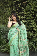 Minimalist Pure Solid Khadi Saree - Image 9