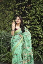 Minimalist Pure Solid Khadi Saree - Image 10