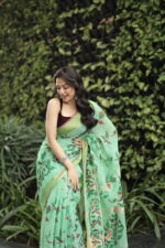 Minimalist Pure Solid Khadi Saree - Image 11
