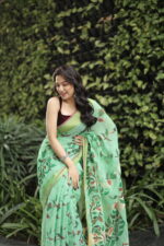 Minimalist Pure Solid Khadi Saree - Image 12