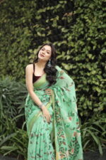 Minimalist Pure Solid Khadi Saree - Image 14