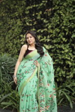 Minimalist Pure Solid Khadi Saree - Image 15