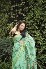 Minimalist Pure Solid Khadi Saree - Image 17