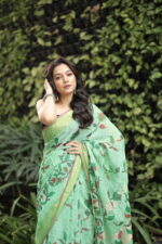 Minimalist Pure Solid Khadi Saree - Image 18