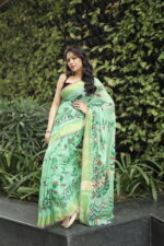 Minimalist Pure Solid Khadi Saree - Image 20
