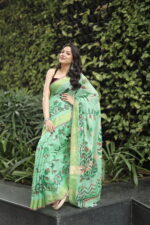 Minimalist Pure Solid Khadi Saree - Image 21