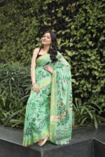 Minimalist Pure Solid Khadi Saree - Image 22
