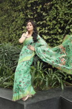 Minimalist Pure Solid Khadi Saree - Image 24