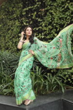 Minimalist Pure Solid Khadi Saree - Image 25