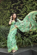 Minimalist Pure Solid Khadi Saree - Image 26