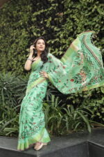 Minimalist Pure Solid Khadi Saree - Image 27