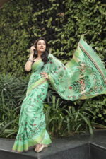 Minimalist Pure Solid Khadi Saree - Image 28