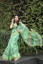 Minimalist Pure Solid Khadi Saree - Image 30