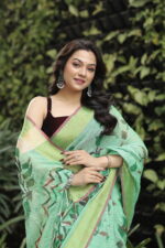 Minimalist Pure Solid Khadi Saree - Image 31