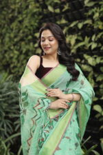 Minimalist Pure Solid Khadi Saree - Image 32