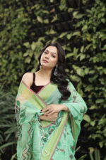 Minimalist Pure Solid Khadi Saree - Image 33