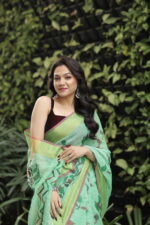 Minimalist Pure Solid Khadi Saree - Image 34