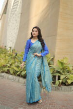 Luminous Tissue Khadi Saree with Subtle Shimmer - Image 2