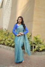 Luminous Tissue Khadi Saree with Subtle Shimmer - Image 3