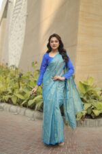 Luminous Tissue Khadi Saree with Subtle Shimmer - Image 4