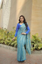 Luminous Tissue Khadi Saree with Subtle Shimmer - Image 5