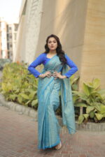 Luminous Tissue Khadi Saree with Subtle Shimmer - Image 7